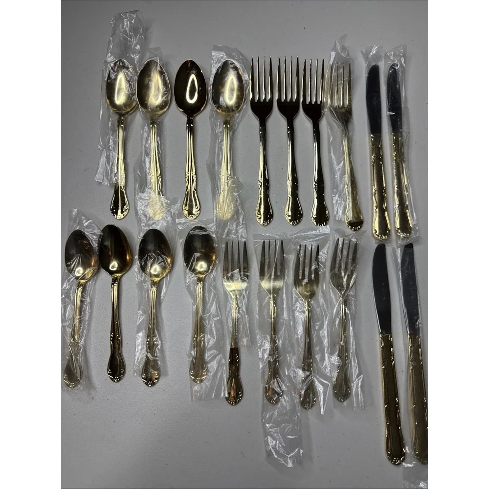 Gold-tone FLATWARE 'ROYAL' Stainless Steel Japan - Service for 4-20 Pieces